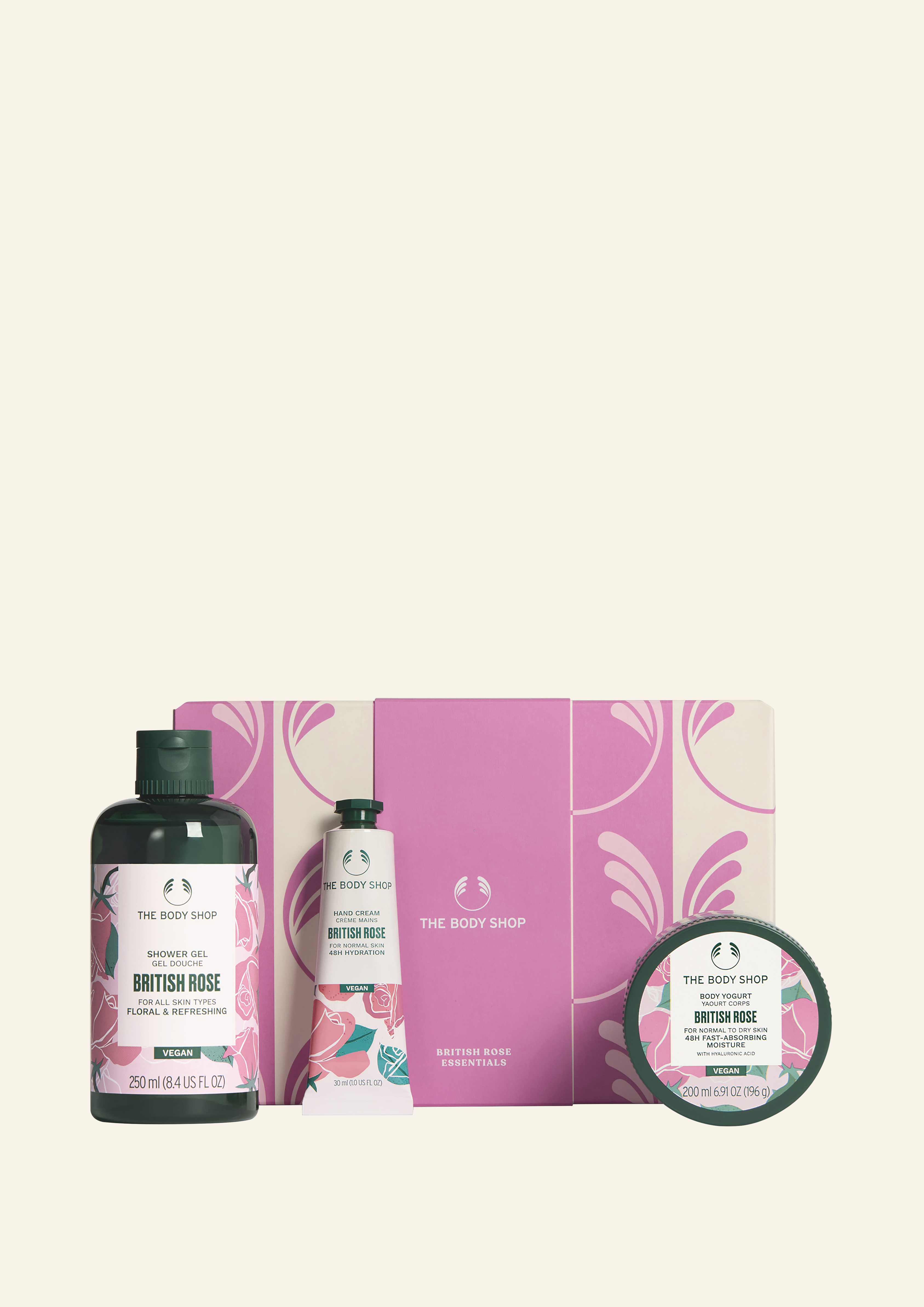 სასაჩუქრე ნაკრები AYR26 G3 ბრიტანული ვარდი შხ.გელი 250მლ, იოგურტი 200მლ, ხელის კრემი 30მლ